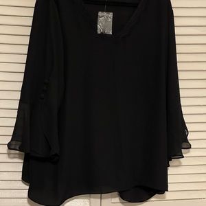 Cato black bell sleeve dress shirt 22/24W NWT